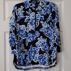 Jones New York Blue Zip Top